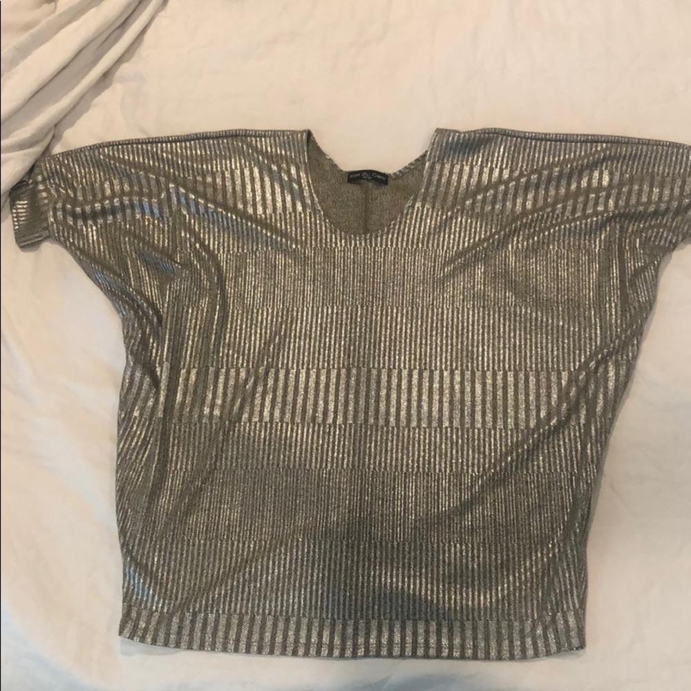 Kim & Cami Silver striped blouse short sleeve